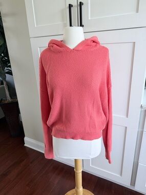 Lucky Brand Coral Knit Hoodie Sweater Pullover Small